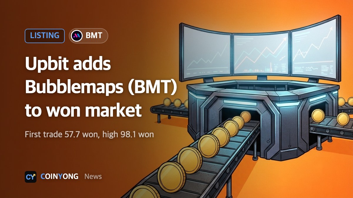 Upbit adds Bubblemaps (BMT) to its won market; price briefly hits 98 won
