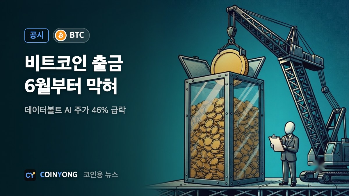 데이터볼트 AI, 비트코인 6월부터 출금 막혀…주가 46% 급락