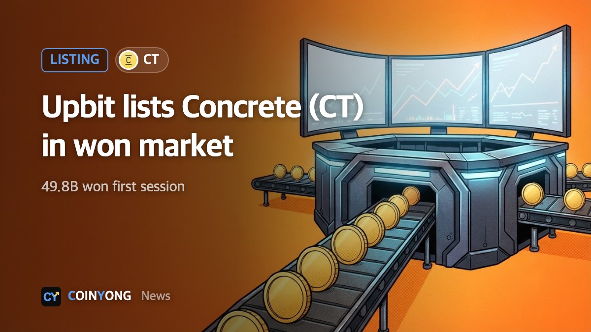 Upbit lists Concrete (CT) in Korean won market, first-session turnover hits 49.8 billion won