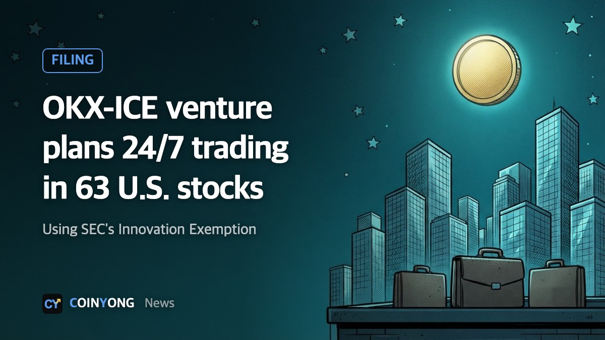 OKX-ICE venture plans 24/7 tokenized trading in 63 U.S. stocks