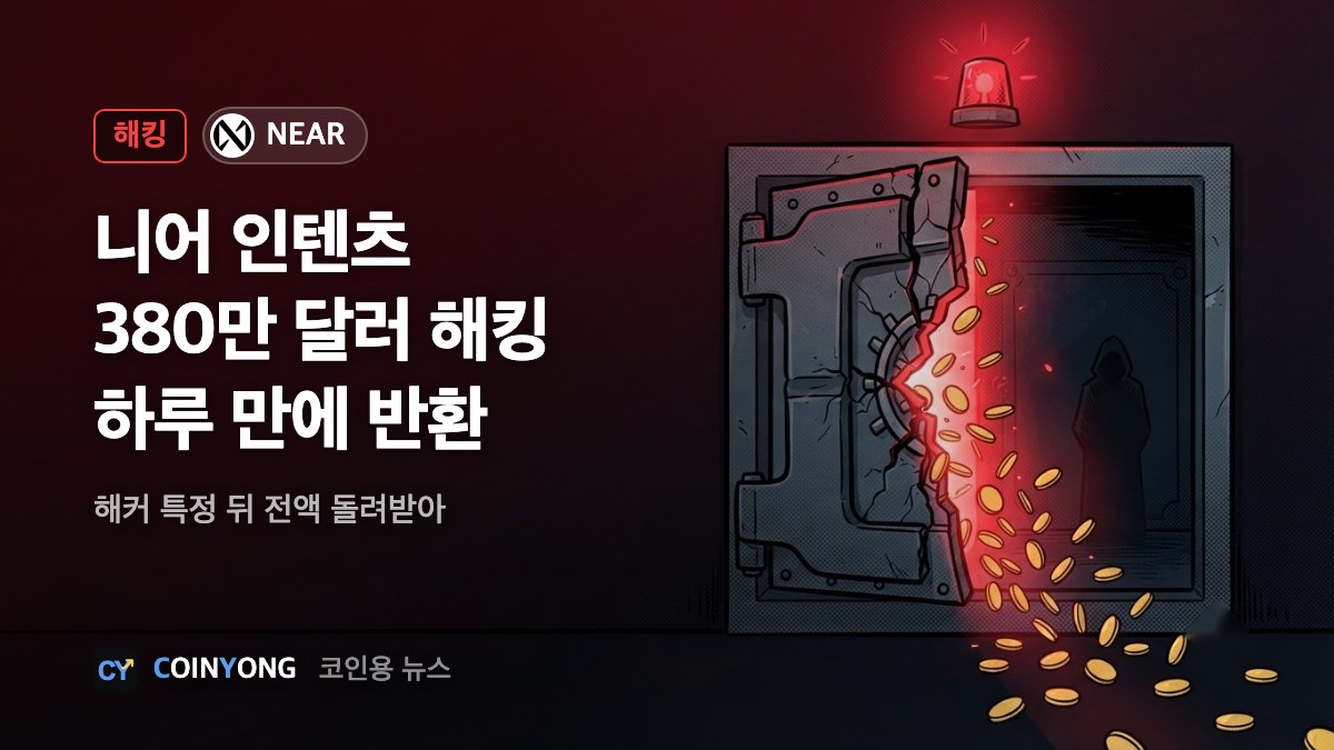 니어 인텐츠, 380만 달러 해킹…하루 만에 전액 돌려받아