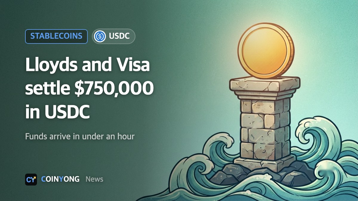 Lloyds settles $750,000 with Visa in USDC, funds arrive in under an hour