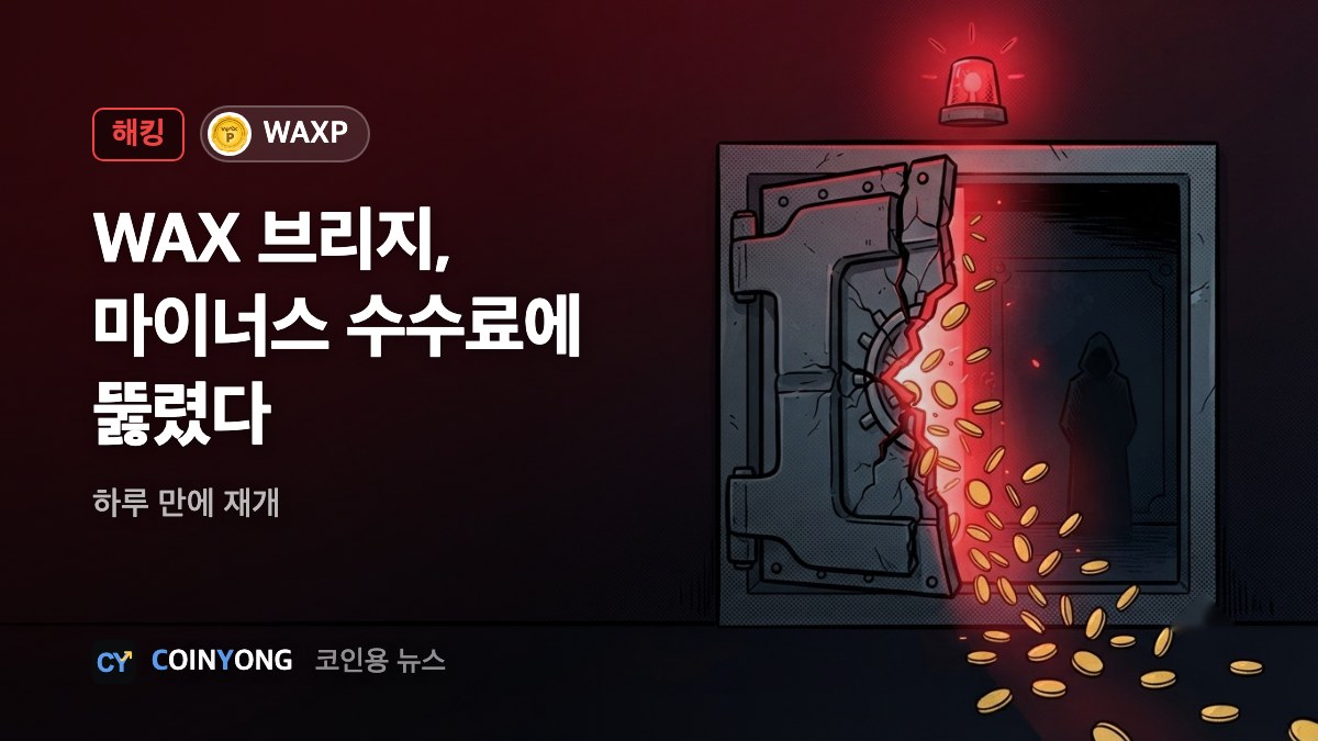 WAX 브리지, '마이너스 수수료'에 뚫려…하루 만에 재개